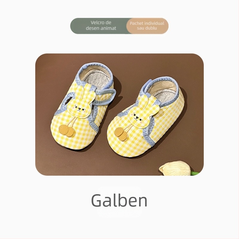 Șosete-pantofi pentru bebeluși, interior - anti-derapaj, închidere Velcro, partea superioară din bumbac, tub scurt, 12–36 luni