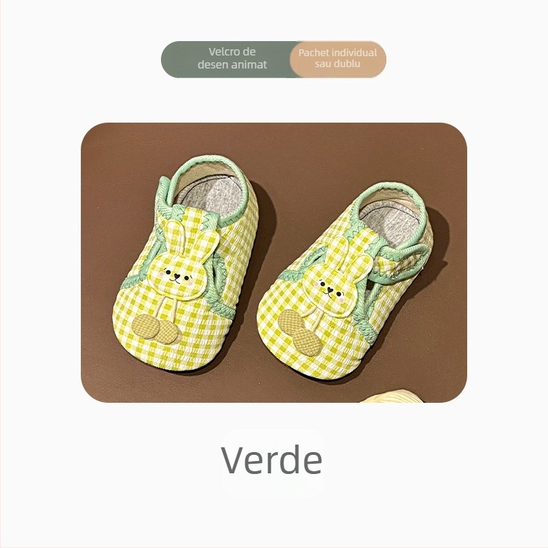 Șosete-pantofi pentru bebeluși, interior - anti-derapaj, închidere Velcro, partea superioară din bumbac, tub scurt, 12–36 luni