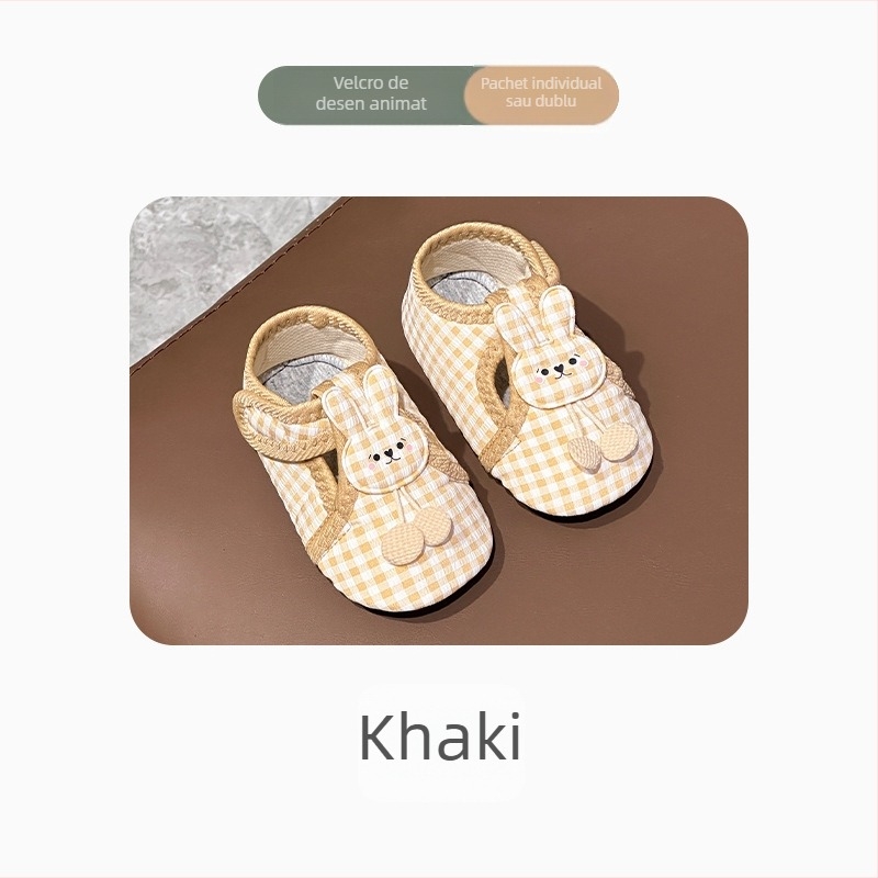 Șosete-pantofi pentru bebeluși, interior - anti-derapaj, închidere Velcro, partea superioară din bumbac, tub scurt, 12–36 luni