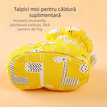 Pantofi pentru copii mici - Părți superioare din bumbac, Groși pentru iarnă/toamnă, Model desene animate, Curea elastică
