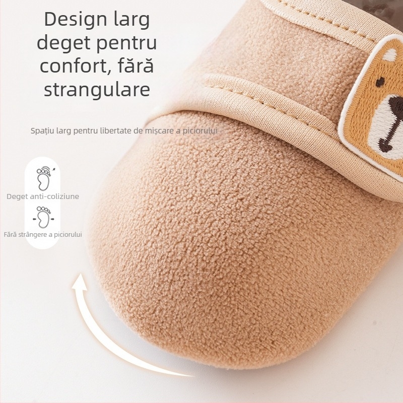 Pantofi pentru copii, unisex, partea superioară din bumbac, căptușeală velur, iarnă