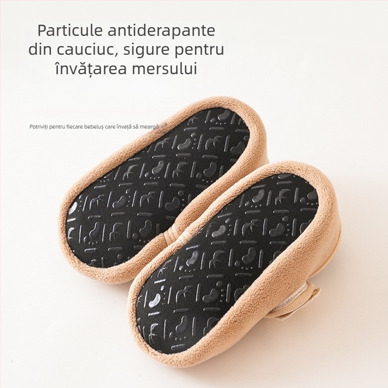 Pantofi pentru copii, unisex, partea superioară din bumbac, căptușeală velur, iarnă