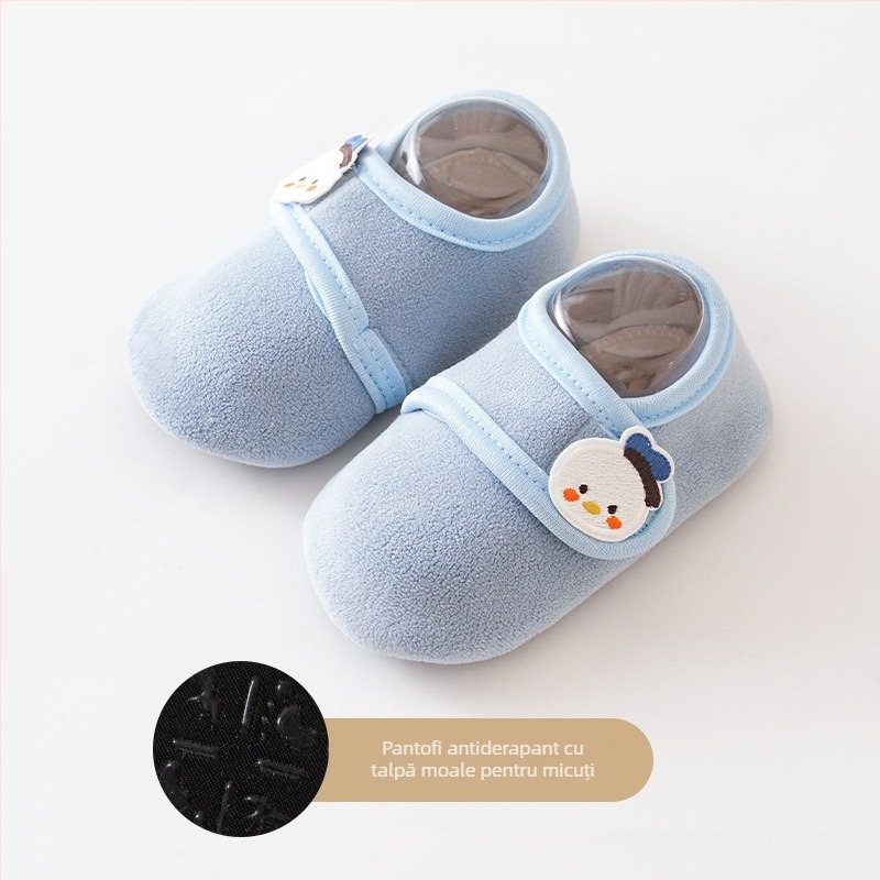 Pantofi pentru copii, unisex, partea superioară din bumbac, căptușeală velur, iarnă