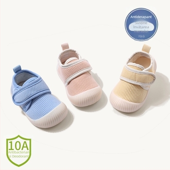 Pantofi de vară pentru copii din plasă, respirabili, închidere Velcro, talpă antiderapantă