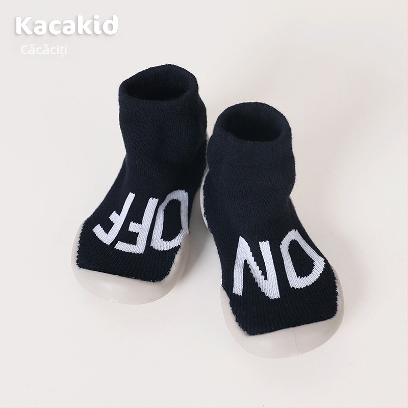 Pantofi de interior antiderapanti pentru bebeluși și copii mici – bumbac, model cu dungi și desene animate, pentru 1–3 ani