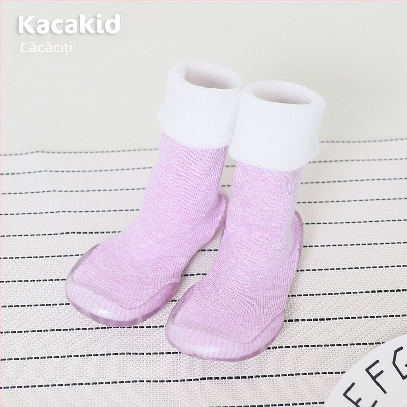 Pantofi de interior antiderapanti pentru bebeluși și copii mici – bumbac, model cu dungi și desene animate, pentru 1–3 ani