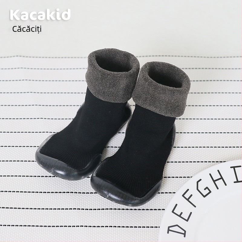 Pantofi de interior antiderapanti pentru bebeluși și copii mici – bumbac, model cu dungi și desene animate, pentru 1–3 ani