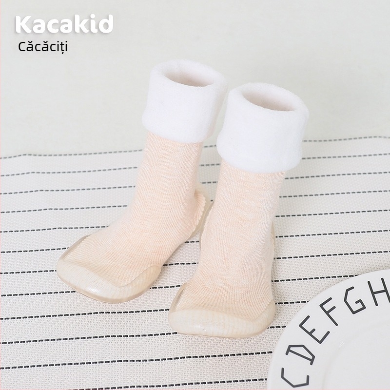 Pantofi de interior antiderapanti pentru bebeluși și copii mici – bumbac, model cu dungi și desene animate, pentru 1–3 ani