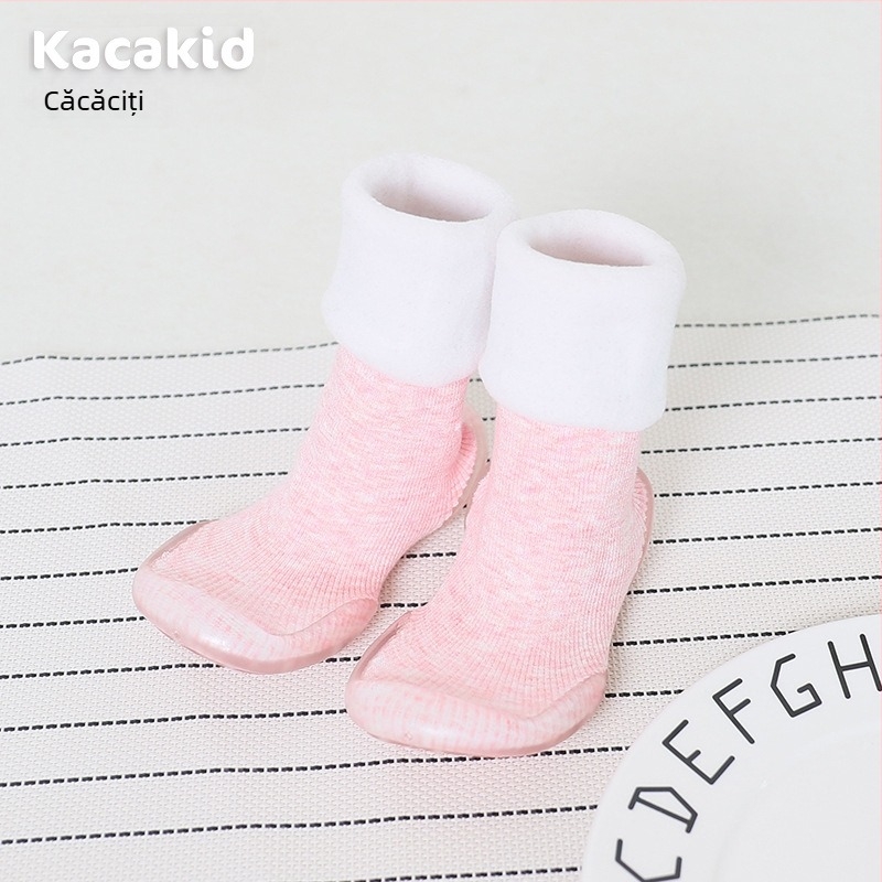 Pantofi de interior antiderapanti pentru bebeluși și copii mici – bumbac, model cu dungi și desene animate, pentru 1–3 ani