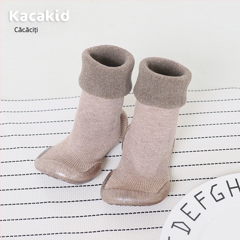 Pantofi de interior antiderapanti pentru bebeluși și copii mici – bumbac, model cu dungi și desene animate, pentru 1–3 ani