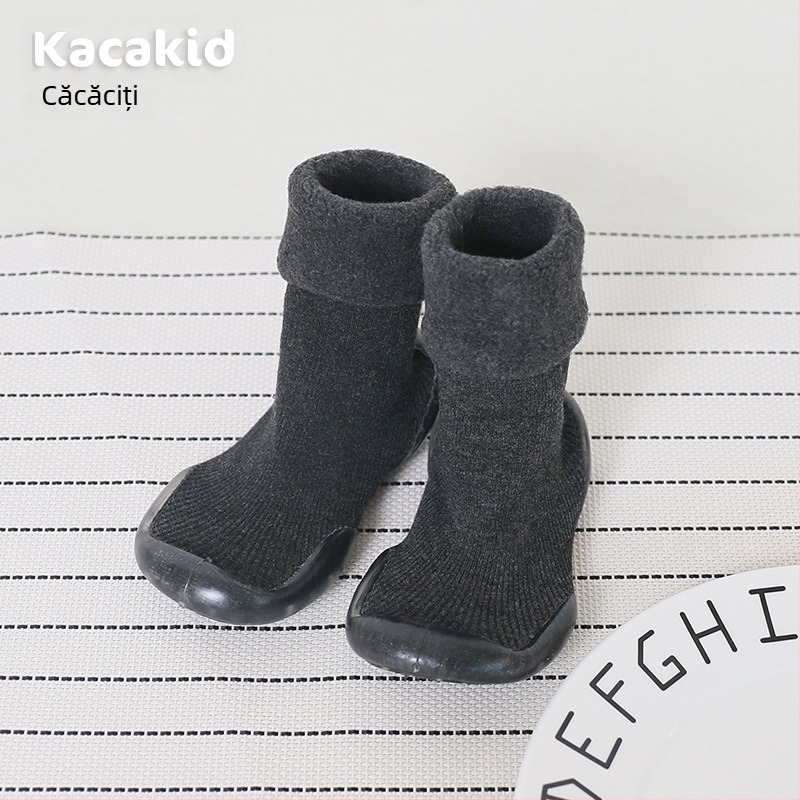 Pantofi de interior antiderapanti pentru bebeluși și copii mici – bumbac, model cu dungi și desene animate, pentru 1–3 ani