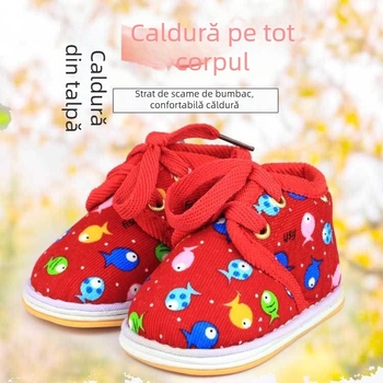 Pantofi de iarnă pentru copii, din bumbac, pentru 12–36 luni, respirabili, talpă antiderapantă, păstrează căldura