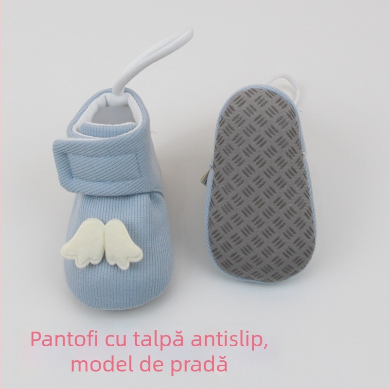 Pantofi bebeluș cu talpă moale din silicon, partea superioară din plasă, închidere Velcro, respirabili, design desen animat