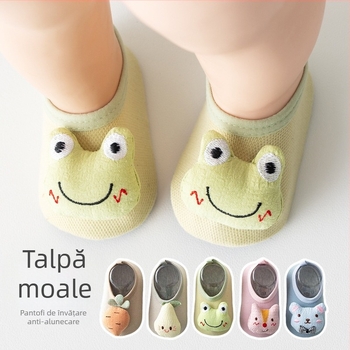Pantofi bebeluși pentru învățarea mersului, partea superioară din PVC, respirabili, model desen animat, pentru 12–36 luni