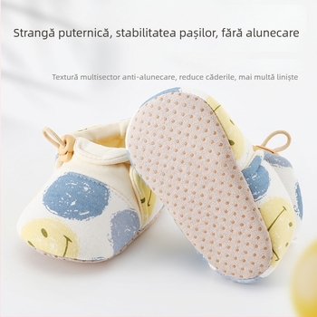 Pantofi pentru bebeluși cu șosete 12-36 luni – Primăvară-Toamnă, Parte superioară din bumbac, Respirabil, Antiderapant, Închidere elastică