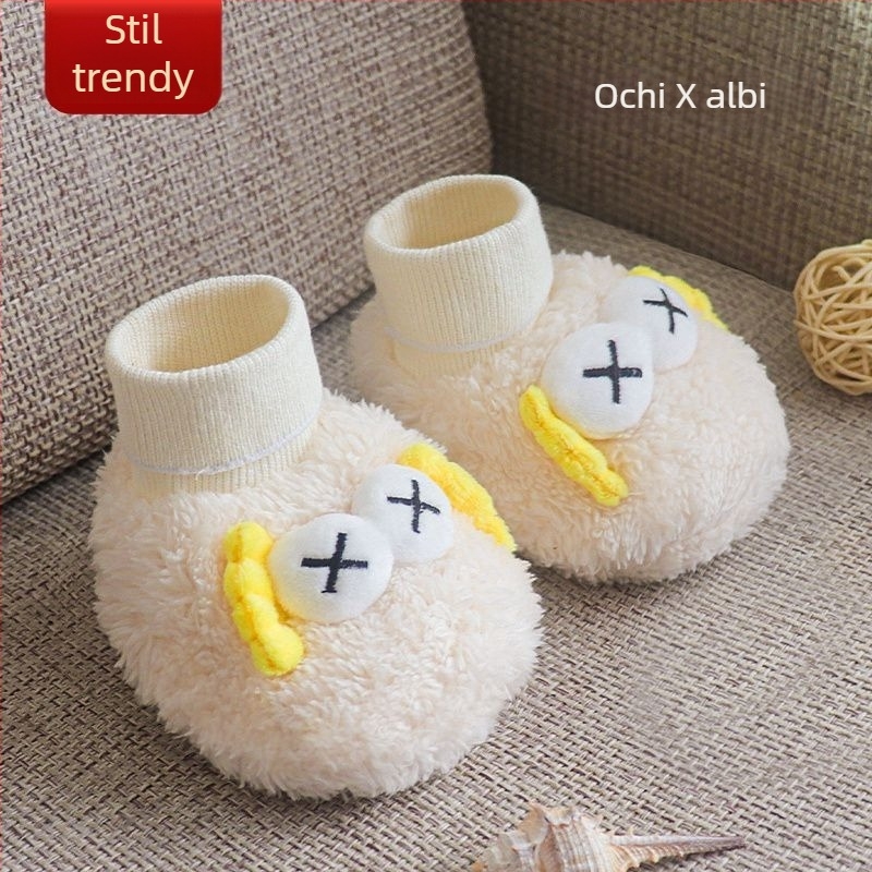Încălțăminte pentru bebeluși cu căptușeală fleece, încălțăminte de iarnă caldă, talpă din material compozit, design desen animat, pentru 6–12 luni