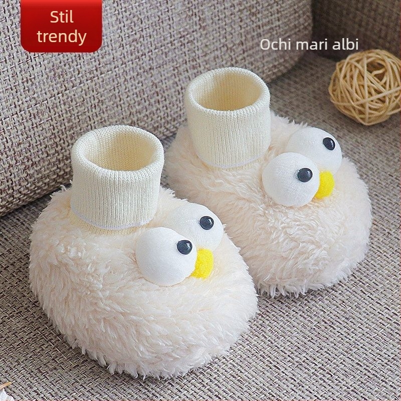 Încălțăminte pentru bebeluși cu căptușeală fleece, încălțăminte de iarnă caldă, talpă din material compozit, design desen animat, pentru 6–12 luni