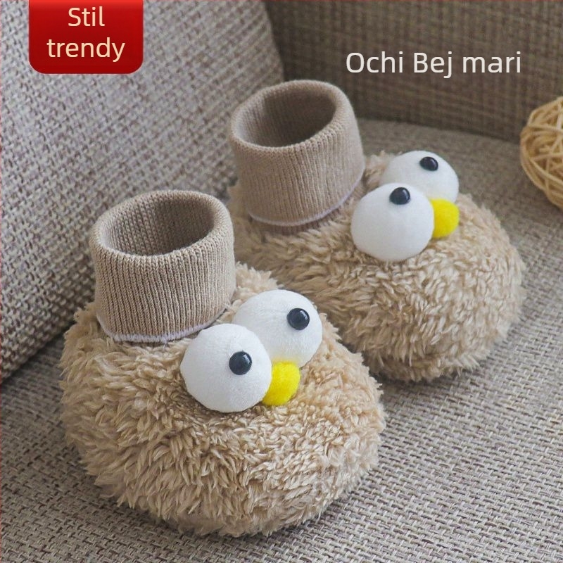 Încălțăminte pentru bebeluși cu căptușeală fleece, încălțăminte de iarnă caldă, talpă din material compozit, design desen animat, pentru 6–12 luni