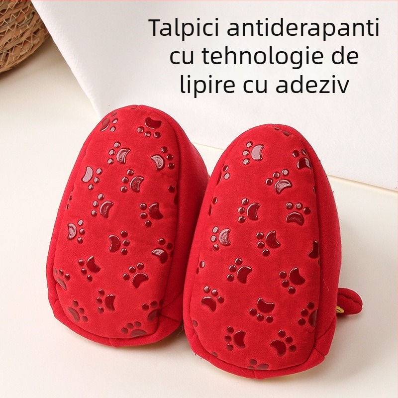 Pantofi bebeluți de iarnă – căptuți cu fleece, pentru primii pași, anti-derapare, închidere cu bandă elastică, talpă din material compozit