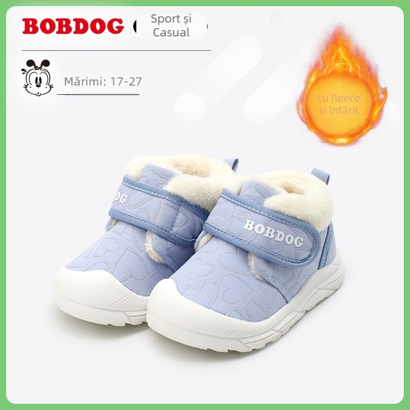Pantofi de iarnă pentru copii cu căptușeală de fleece – unisex, închidere Velcro, talpă joasă, exterior din material nețesut, 12–36 luni