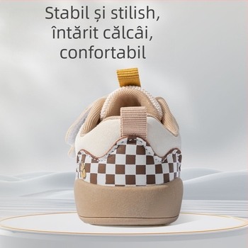 Încălțăminte pentru copii pentru mers – unisex, partea superioară din piele microfibră, respirantă, antiderapantă, model cartoon, vârsta 12–36 luni, toamnă 2025