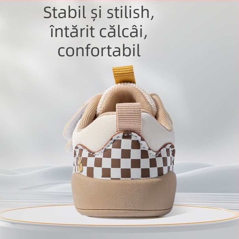 Încălțăminte pentru copii pentru mers – unisex, partea superioară din piele microfibră, respirantă, antiderapantă, model cartoon, vârsta 12–36 luni, toamnă 2025