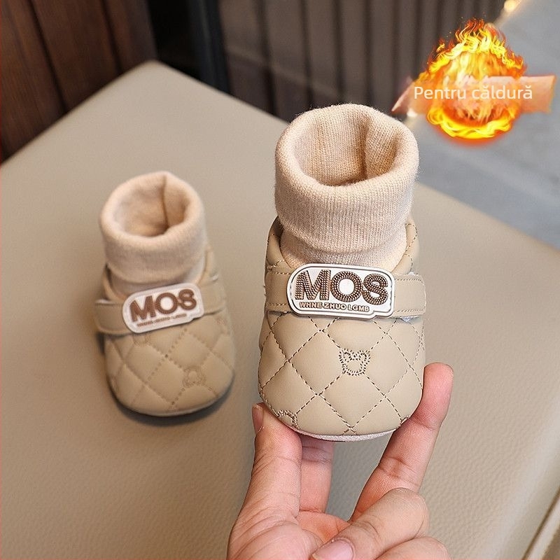 Pantofi pentru copii mici, unisex, cu partea superioară din bumbac, înălțime înaltă, iarnă 2025, 12–36 luni