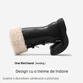 Ghete înalte pentru fete, stil prințesă, exterior PU, căptușite cu blană artificială, talpă din cauciuc, fermoar lateral, încălțăminte de iarnă 2025