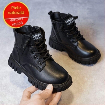 Ghetuțe de iarnă pentru copii 1–3 ani, partea superioară din split leather, talpă din cauciuc sintetic, stil minimalist, lansare în primăvara 2024