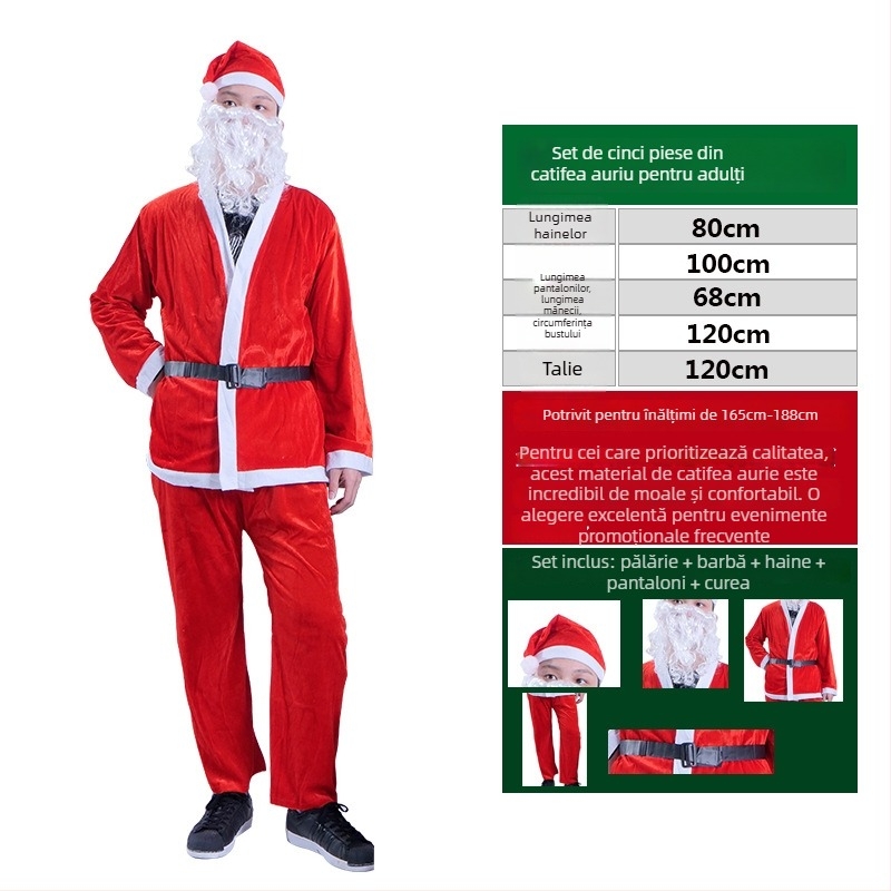 Costum Moș Crăciun pentru adulți și copii, stofă, cusut, haine, Le Qi