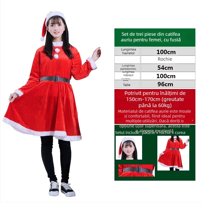 Costum Moș Crăciun pentru adulți și copii, stofă, cusut, haine, Le Qi