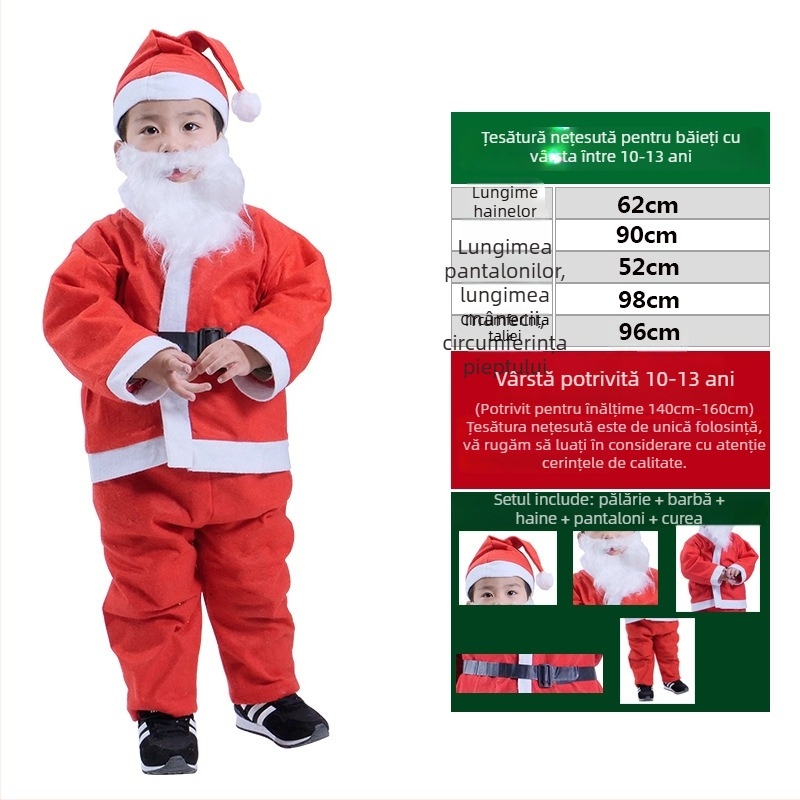 Costum Moș Crăciun pentru adulți și copii, stofă, cusut, haine, Le Qi