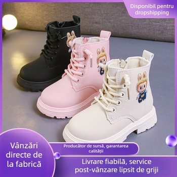 Cizme Martin pentru copii, Părți superioare: piele artificială, Talpă din cauciuc, Fermoar lateral, Antiderapant, Ușor, Unisex