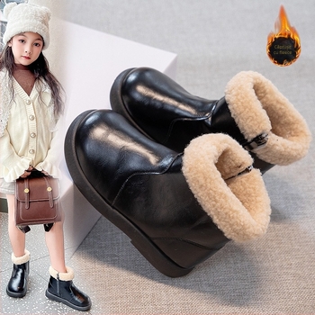 Cizme Martin pentru copii - iarnă 2025, exterior din piele artificială, talpă PVC, fermoar lateral, glezna joasă