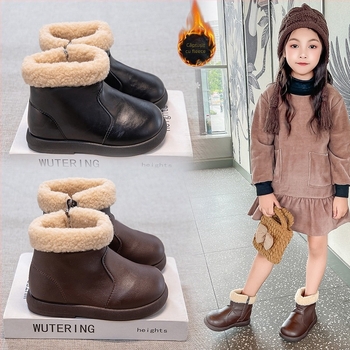 Cizme Martin pentru copii - iarnă 2025, exterior din piele artificială, talpă PVC, fermoar lateral, glezna joasă