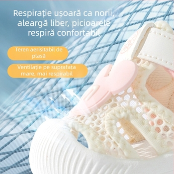 Sandale pentru copii Brumiller cu piele Ultrafilm și partea superioară din plasă, respirante, antiderapante, închidere Velcro, vară, vârste 12–48 luni