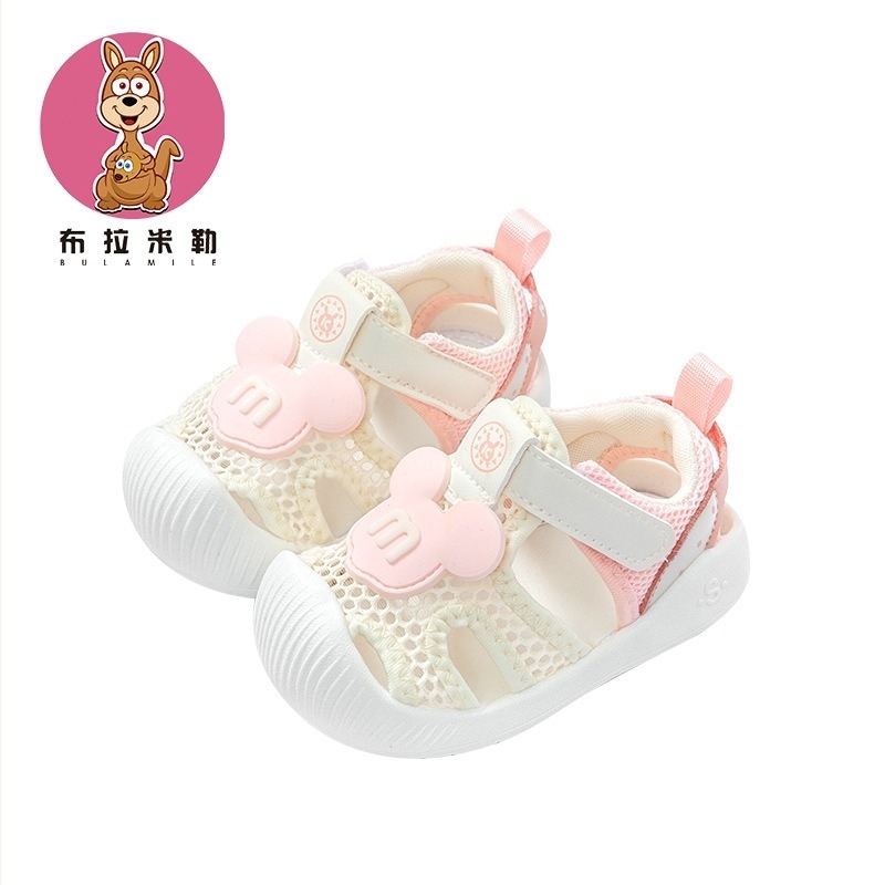 Sandale pentru copii Brumiller cu piele Ultrafilm și partea superioară din plasă, respirante, antiderapante, închidere Velcro, vară, vârste 12–48 luni