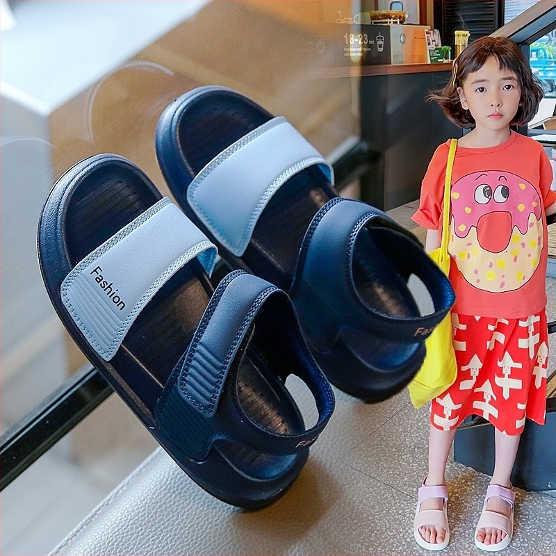 Încălțăminte de plajă pentru copii – stil coreean, talpă moale, piele artificială pe partea superioară, pentru copii 4–12 ani, vară 2024
