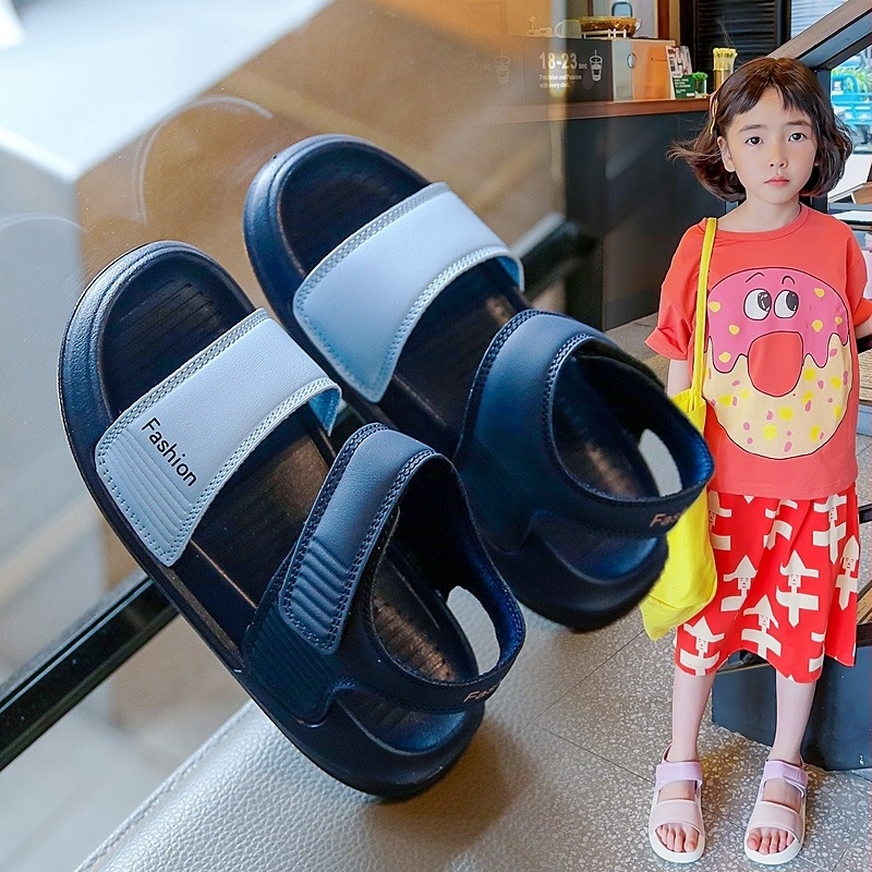 Încălțăminte de plajă pentru copii – stil coreean, talpă moale, piele artificială pe partea superioară, pentru copii 4–12 ani, vară 2024