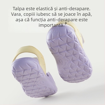 Sandale de plajă pentru copii - EVA partea superioară și talpă, Unisex, Model Cartoon, Vârste 1–12, Vară