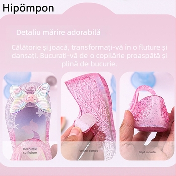 Sandale jelly pentru fete - închidere Velcro, talpă moale PVC, partea superioară PVC, imprimeu desen animat, încălțăminte de vară 2025