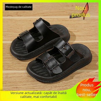 Sandale pentru copii de plajă - deget deschis, închidere Velcro, partea superioară din piele microfibră, talpă PVC, unisex