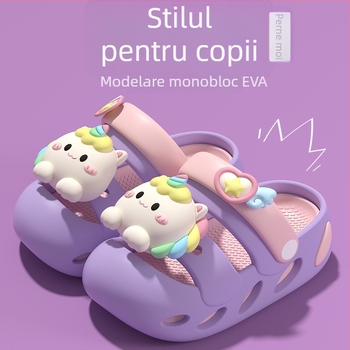 Sandale cu unicorn pentru fete - anti-alunecare, partea superioară EVA și talpa EVA, pentru uz interior și exterior, design desen animat, 1–12 ani, lansare primăvara 2025