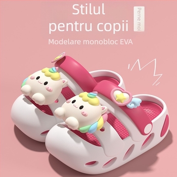 Sandale cu unicorn pentru fete - anti-alunecare, partea superioară EVA și talpa EVA, pentru uz interior și exterior, design desen animat, 1–12 ani, lansare primăvara 2025