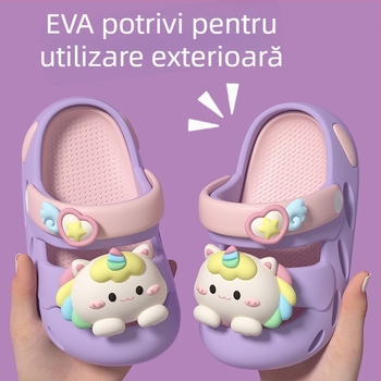 Sandale cu unicorn pentru fete - anti-alunecare, partea superioară EVA și talpa EVA, pentru uz interior și exterior, design desen animat, 1–12 ani, lansare primăvara 2025