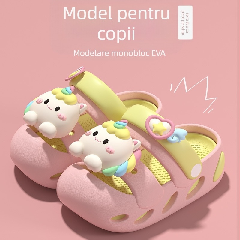 Sandale cu unicorn pentru fete - anti-alunecare, partea superioară EVA și talpa EVA, pentru uz interior și exterior, design desen animat, 1–12 ani, lansare primăvara 2025