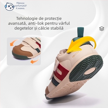 Snow Doll Pantofi de antrenament pentru copii – Antiderapante, respirabili, durabili, unisex, cu model dungat (Partea superioară: Super Fiber; Talpă: Cauciuc; Închidere: Velcro; Sezon: Toamnă–Iarnă)