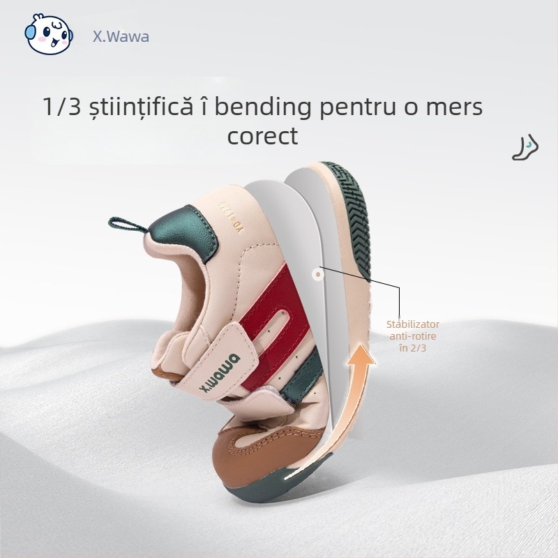 Snow Doll Pantofi de antrenament pentru copii – Antiderapante, respirabili, durabili, unisex, cu model dungat (Partea superioară: Super Fiber; Talpă: Cauciuc; Închidere: Velcro; Sezon: Toamnă–Iarnă)