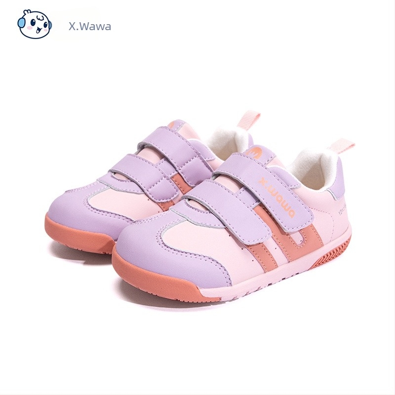 Snow Doll Pantofi de antrenament pentru copii – Antiderapante, respirabili, durabili, unisex, cu model dungat (Partea superioară: Super Fiber; Talpă: Cauciuc; Închidere: Velcro; Sezon: Toamnă–Iarnă)