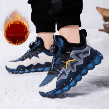 Pantofi sport pentru copii din piele sintetică, cu cataramă rotativă — partea superioară din piele sintetică, respirabili, ușori, pentru toate sezoanele